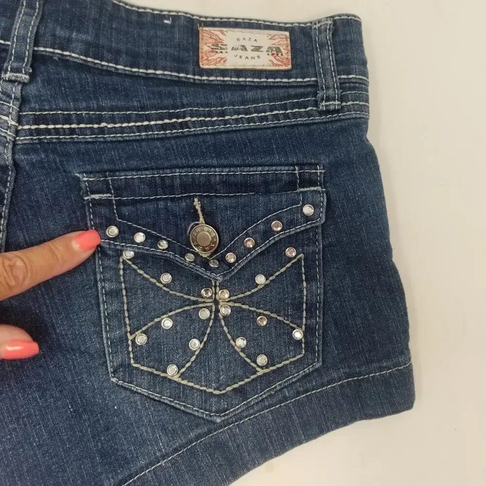 Saza Denim Shorts Short Shorts Low Rise Cutoffs ‎ Hipster Juniors Size 3